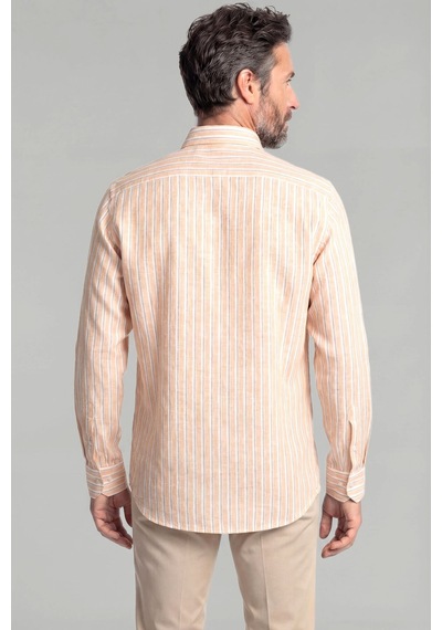 Bisse Regular Fit Paşa Yaka Tek Cep Pamuk Keten Hardal Erkek Gömlek Gmktn3ps224008 D19 Hardal