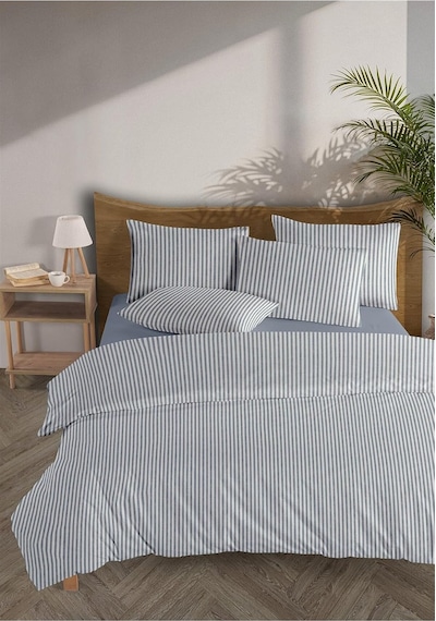 Tr Striped %100 Pamuk Ranforce Yezra Lacivert Ipliği Boyalı Nevresim Takımı Çift Kişilik - 200x220 Cm,lacivert Diğer