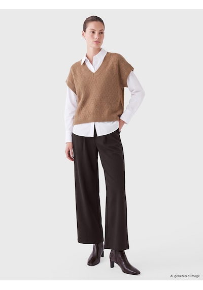 Lcw Everyday Kahverengi Loose Fit Kadın Pileli Kumaş Pantolon