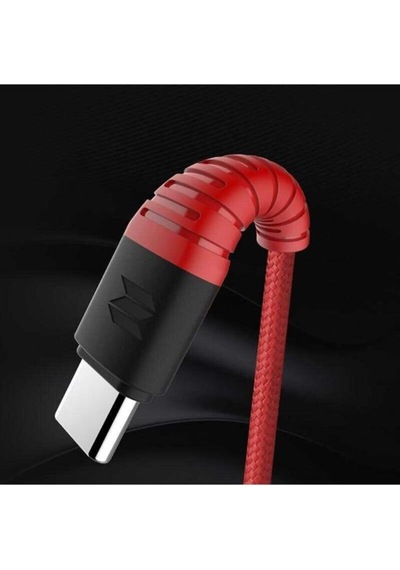 Rock Space Z10 Hi-tensile 120 Cm. 5v/3a Max. Type-c Şarj Ve Data Aktarım Kablosu Kırmızı