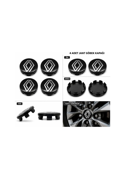 Renault Megane 4 / Clio 4 / Jant Göbeği Göbek Kapağı 4 Adet Jant Orta Kapak