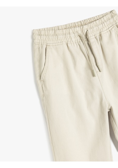 Koton Beli Bağlamalı Cep Detaylı Pamuklu Jogger Pantolon Gri 5skb40053tw Gri