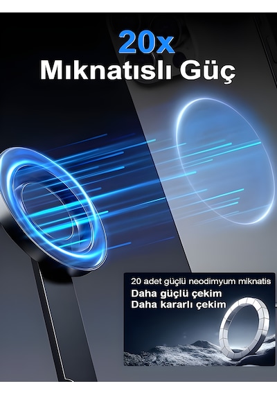 360 Ayarlanabilir N52 Mıknatıslı Magsafe Boyun Askılı Telefon Tutucu Eller Serbest Kullanım Siyah Siyah