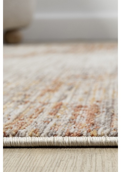 Seyran Peru 10206 Terra Antialerjik Polyester Makine Halısı Dokuma Tabanlı, Düz Saçak, Leke Tutmaz Terra