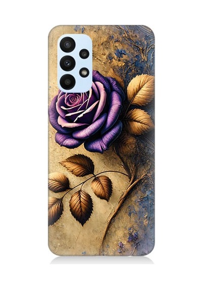 Samsung Galaxy A53 Uyumlu Kuru Yaprakta Mor Gül Desenli Silikon Kılıf Çok Renkli
