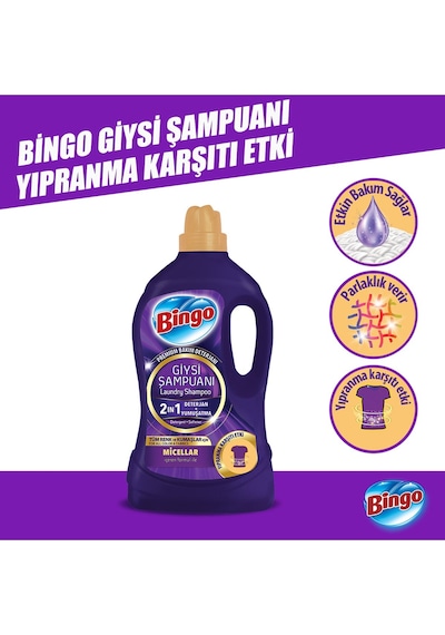 Bingo Giysi Şampuanı 2in1 Yıpranma Karşıtı 3 Lt X 2 Adet 3 L