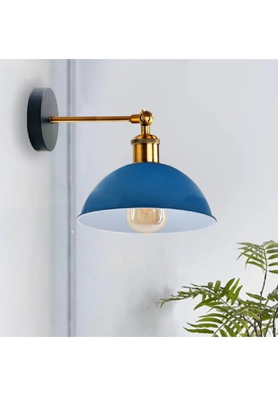 Riolight Retro1,vintage1rustik1 Açık Mavi Eskitme Duylu Masallı Tekli Duvar Aplik Şapka Çap:23cm Rio Light