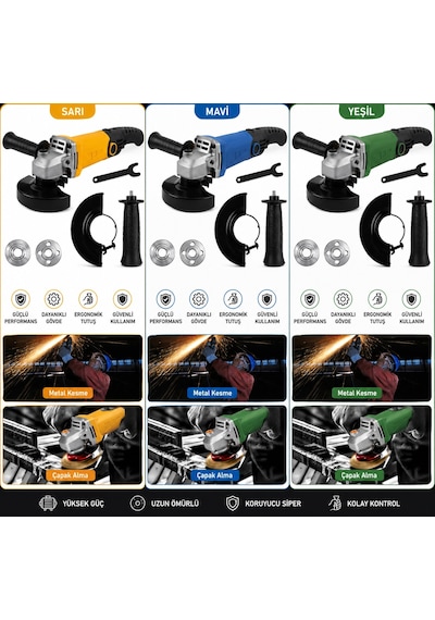 Moonshop 2800W Devir Ayarlı Avuç Içi Spiral Taşlama Makinesi 115-125 MM + 2 Adet Inox Disk