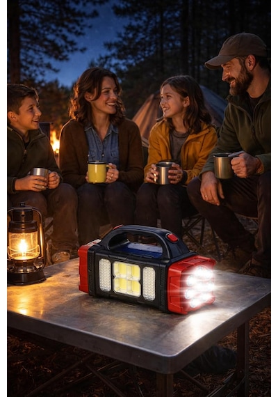 Solar Led Kamp Feneri, , 8 Led Ultra Parlak Taşınabilir Kamp Lambası, , Kamp, Balıkçılık, Acil Siyah