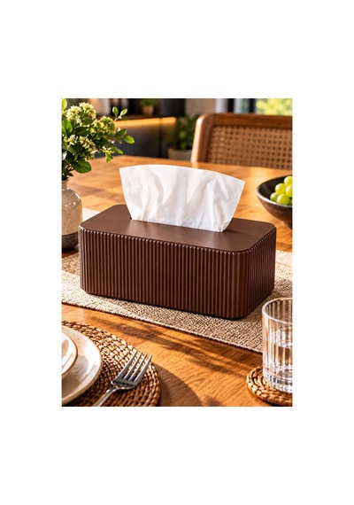 Modern Peçetelik 3d Tasarım Ürünü Yemek Masası Peçetelik Kahverengi Kahverengi