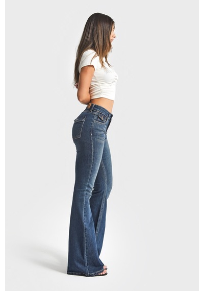 it's basic Kadın T.kot Rengi 2w5-8 Sln05 Mide Rise Flare Fit Süper Esnek Kumaş İç Boy 83cm Denim Jean