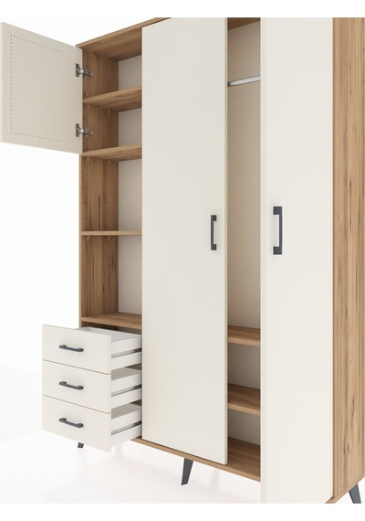 Arges Dolap 6 Raflı 3 Çekmeceli Tek Askılı 132x30x195 Çam-aytaşı/aytaşı Aytası/aytası Arges Dolap 6 Raflı 3 Çekmeceli Tek Askılı 132x30x195 Çam-aytaşı/aytaşı Aytası/aytası