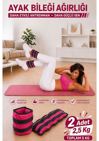 Spor Byfit 2,5 Kg x 2 Adet Pembe El veya Ayak Bileği Ağırlığı Pembe