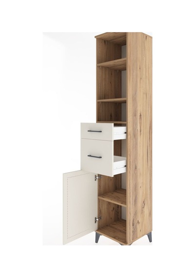 Hyperion Dolap 4 Raflı 2 Çekmeceli Tek Kapaklı 44x44x221 Çam-aytaşı Atlas Çam