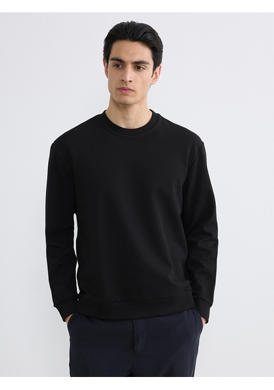 Lcw Vision Siyah Bisiklet Yaka Erkek Sweatshirt