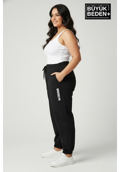 Süperlife Kadın Büyük Beden Brooklyn Baskılı Paça Lastikli Jogger İnce Eşofman Altı Spr26beak951-2 Siyah Süperlife Kadın Büyük Beden Brooklyn Baskılı Paça Lastikli Jogger İnce Eşofman Altı Spr26beak951-2 Siyah