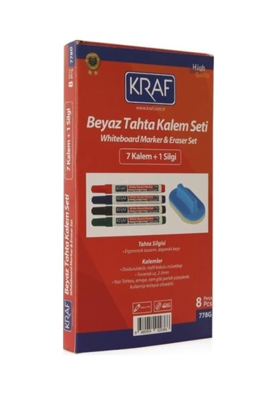 Kraf Beyaz Tahta Kalemi & Silgi Set 8'li 7 Kalem+1 Silgi 340105349 Genel