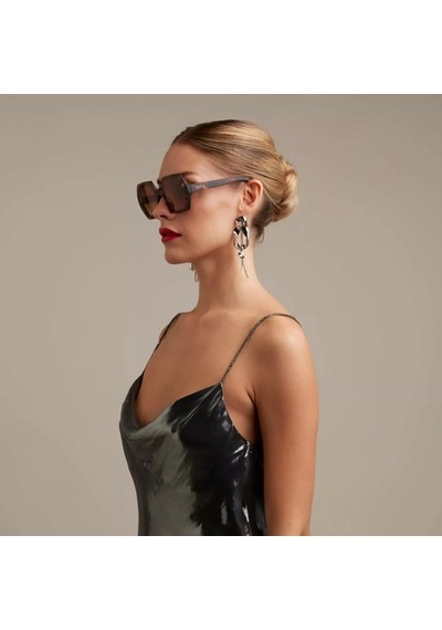 Okkia Emma Big Hexagonal Unisex Güneş Gözlüğü Klasik Havana Çok Renkli