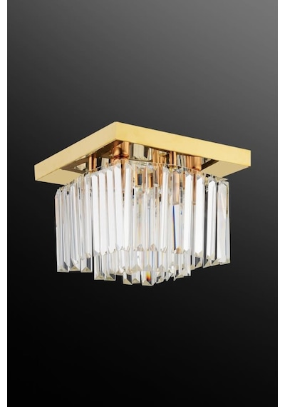 İstanbul Avize Yasemin 30 Cm Kare Gold Kristal Taşlı Avize Altın