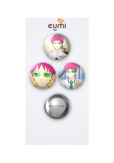 Saiki K. Kusuo Saiki 3'lü Metal Rozet Seti 58mm İğneli Buton Çanta Yaka Rozeti Çok Renkli