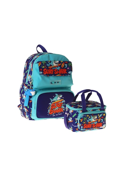 Kaukko Kids Surf Erkek Çocuk Yeşil - Lacivert İlkokul Sırt Çantası Ve Beslenme Çanta Seti - Setkk-l5354b Çok Renkli