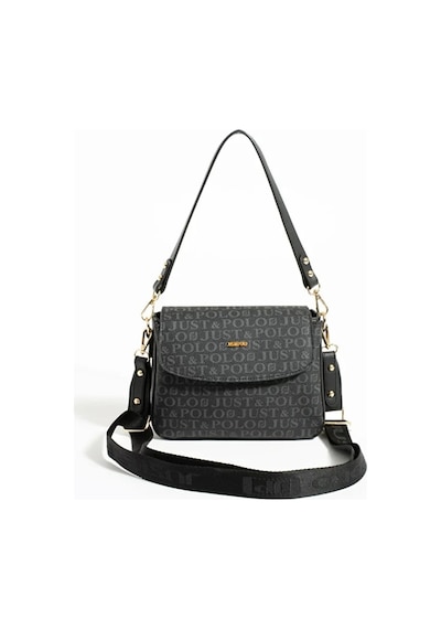 Just Polo Kadın Baskılı Ayarlanabilir Askılı Şık Ve Lüks El & Omuz Çantası Shoulder Bag Siyah