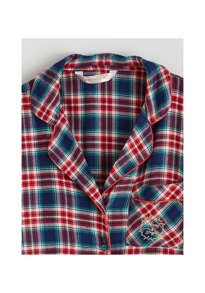 Lcw Dream Kırmızı Gömlek Yaka Ekose Kadın Pijama Takımı