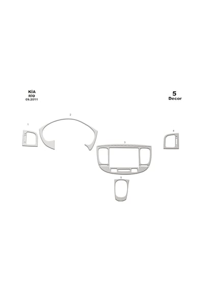 Kia Rio Torpido Kaplama 2011 5 Parça Alüminyum