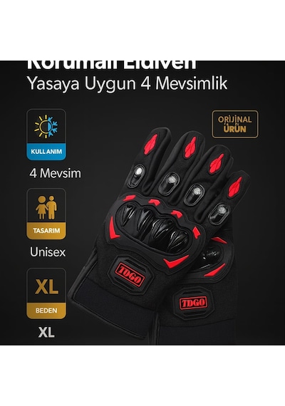 Tdgo Motosiklet Korumalı Eldiven Yasaya Uygun 4 Mevsimlik