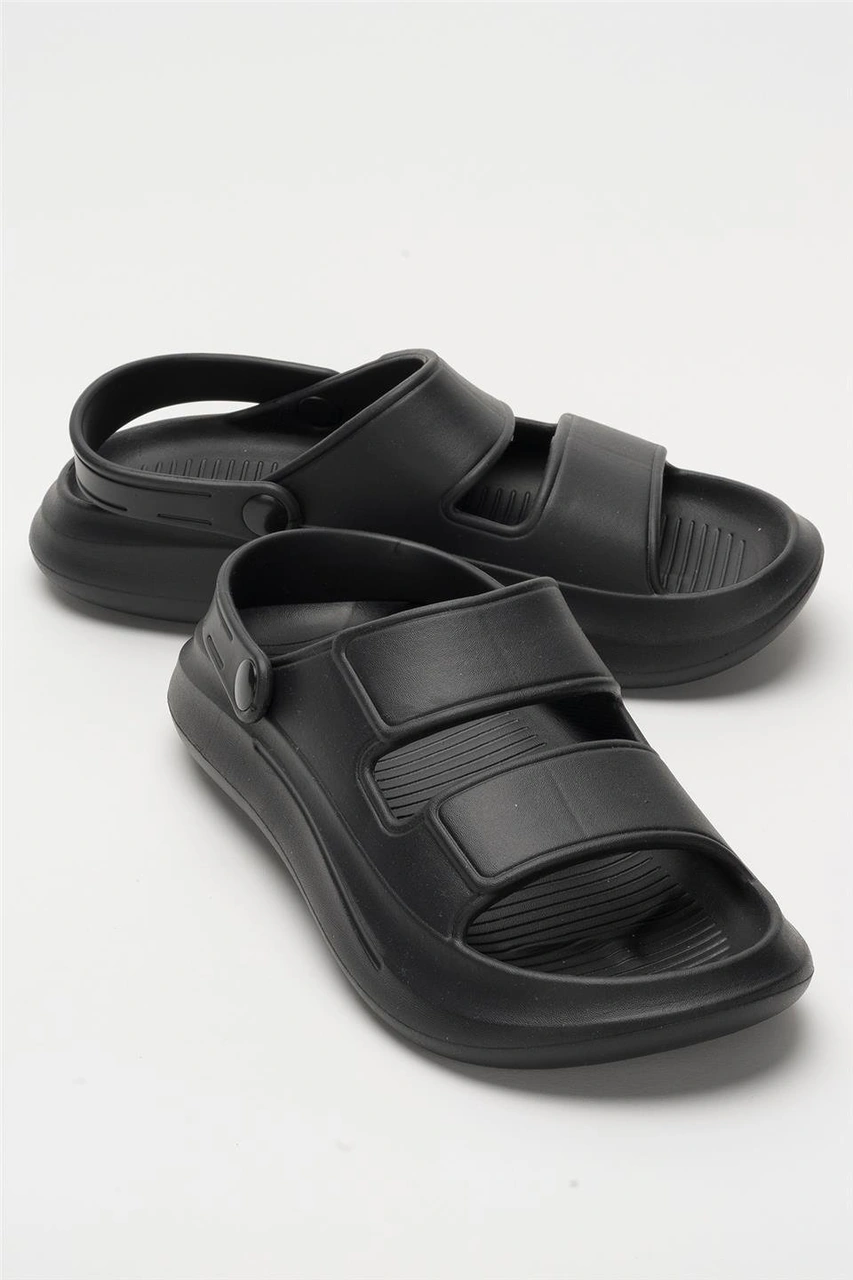 Liger Unisex Ortopedik Deniz Havuz Terliği Sandalet Siyah Siyah