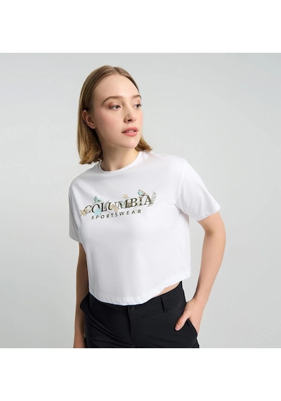 Columbia Csc Outback Crittters Crop Kadın Kısa Kollu Tişört-8227 Beyaz