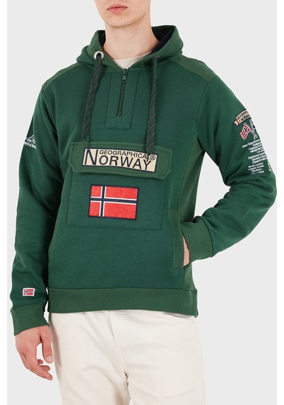 Norway Geographical Kapüşonlu Yarım Fermuarlı Outdoor Sweat Erkek Sweat Gymclassa100 Yeşil