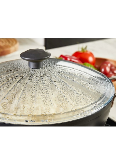 Borcam Kapak, Isıya Dayanıklı, Tava,tencere Ve Sahan Uyumlu, Tepelikli, Şık Desenli 22 Cm Kapak Beyaz