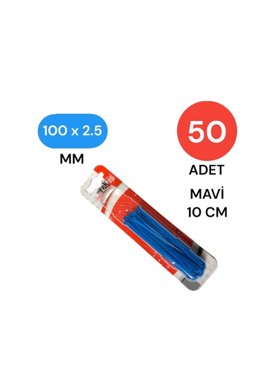 Tek-iş Plastik Kablo Bağı Klipsi Cırt Kelepçe 100 Mm X 2.5 Mm Mavi 50 Adet