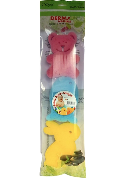 Derma Naturel 3 Lü Renkli Bebek Banyo Süngeri 4 Lü Set