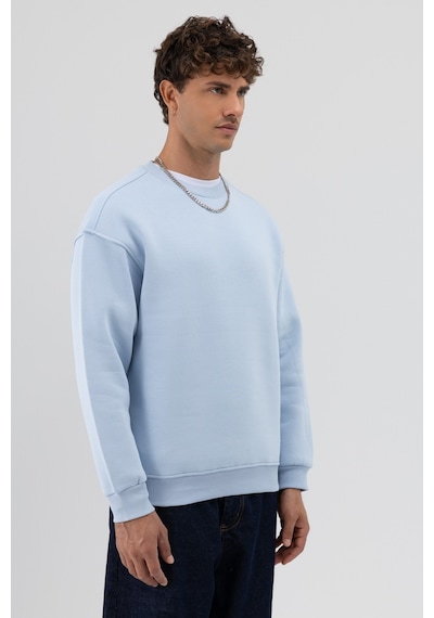 Vamos Basic Bisiklet Yaka Oversize Sweatshirt Bebe Mavi