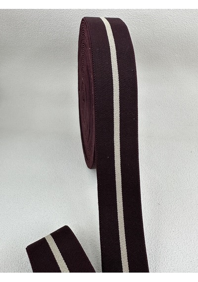 4 Cm Jakar Lastik-çizgili-bordo-5 Metre