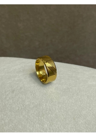Yeni Sezon Vip Seri Paslanmaz Çelik Altın Kaplama Kalem Çizgili Alyans Yüzük Gold