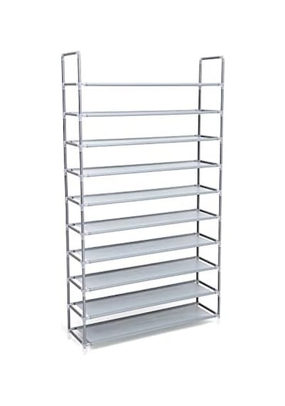 10 Katlı Ayakkabı Rafı, 100x29x175 Cm, Gri, Lsr10g Acı Kahverengi