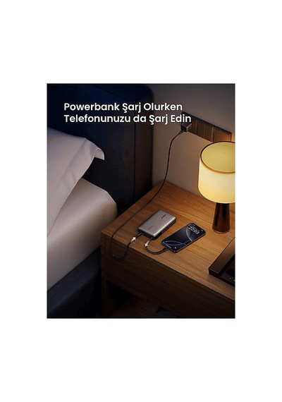 Ugreen Nexode 20.000 Mah 145 W Dahili Usb-c Kablolu Hızlı Taşınabilir Şarj Cihazı Gri