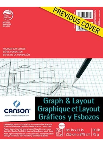Canson Sanatçı Serisi Grafik Kağıdı, 4x4 Mavi Izgara, 21,6x27,9 Cm, 40 Yaprak, Katlanır Ped