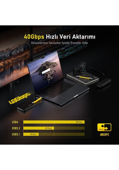 Aohi The Future 4-İn-1 Type-C To Type-C 240 W PD3.1 USB4 8K Hızlı Şarj Data Kablo Seti