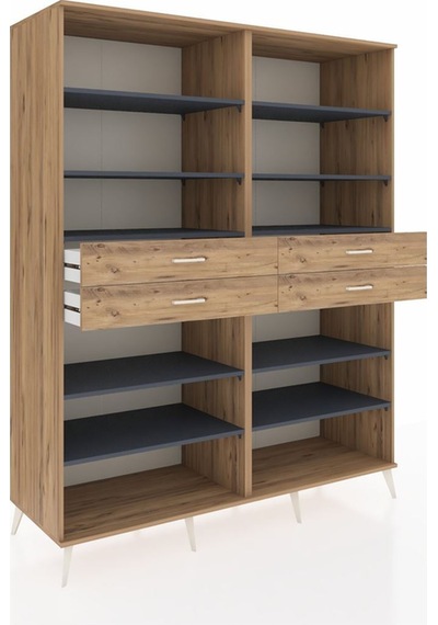 Kronos Gardrop 10 Raflı 4 Çekmeceli 176x59x221 Çam-antrasit/çam Antrasit/çam Kronos Gardrop 10 Raflı 4 Çekmeceli 176x59x221 Çam-antrasit/çam Antrasit/çam