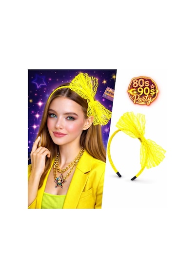 80 Ler - 788 - 90 Lar Neon Sarı Dantel - Csmo-tex - Taç Fiyonklu
