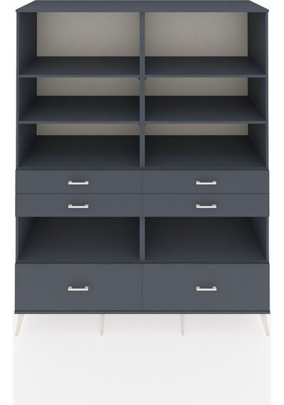 Kronos Gardrop 8 Raflı 6 Çekmeceli 176x59x221 Antrasit-antrasit Beyaz Kronos Gardrop 8 Raflı 6 Çekmeceli 176x59x221 Antrasit-antrasit Beyaz