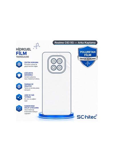 Schitec Realme C63 5g Uyumlu Arka Yüzey Hidrojel Koruyucu Film