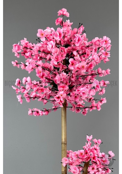 Biçiçek Yapay Pembe Sakura Ağacı 125 Bahar Dalı Krem Nergi̇s Saksıda
