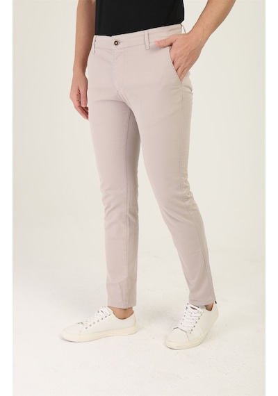 Tom Free Store Erkek Likralı Esnek Kumaş Pamuklu Yumuşak Dokulu Chino Pantolon Açık Bej
