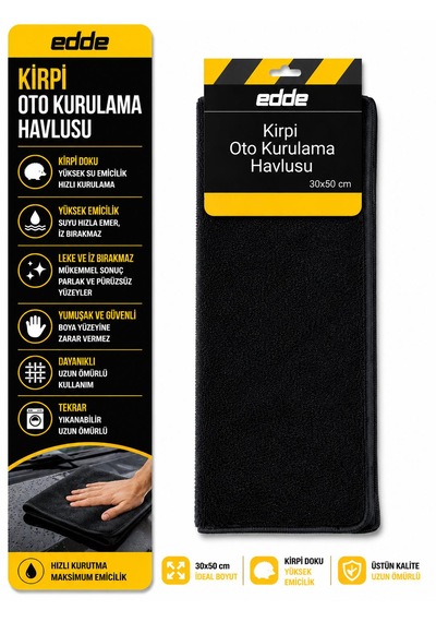 Edde Araba Araç Oto Kirpi Oto Kurulama Havlusu 30x50cm Kirpi Cam Ve Kaporta Bezi