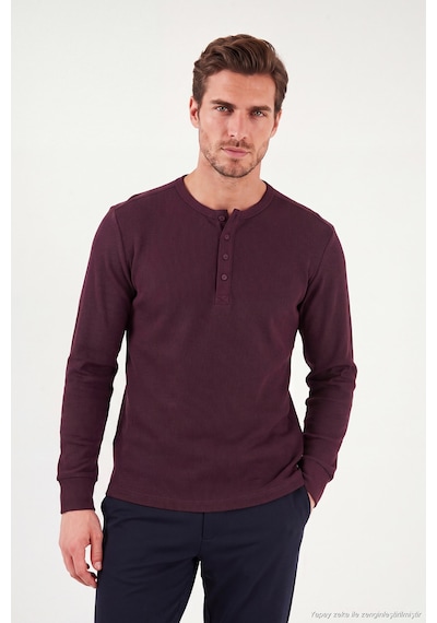 Buratti Pamuklu Regular Fit Düğmeli Bisiklet Yaka Sweat Erkek Sweat 5905852 Vişne